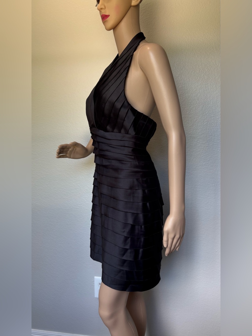 JS Collections Black Halter Bandage Cocktail Dress & Stole Wrap - Picture 5 of 15